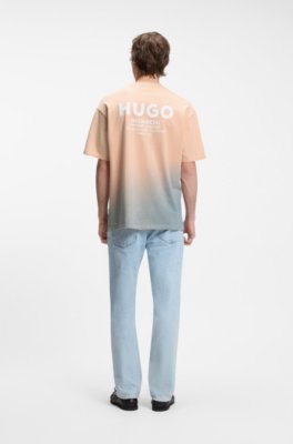 Dip-dyed logo T-shirt in cotton jersey