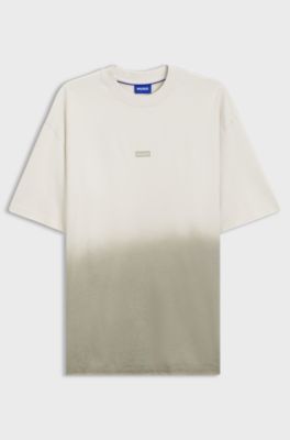 Dip-dyed logo T-shirt in cotton jersey, Beige