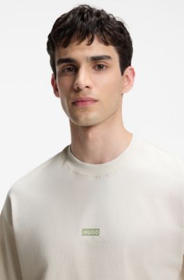 Dip-dyed logo T-shirt in cotton jersey, Beige