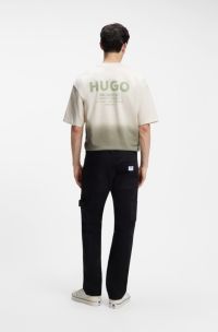 Dip-dyed logo T-shirt in cotton jersey, Beige