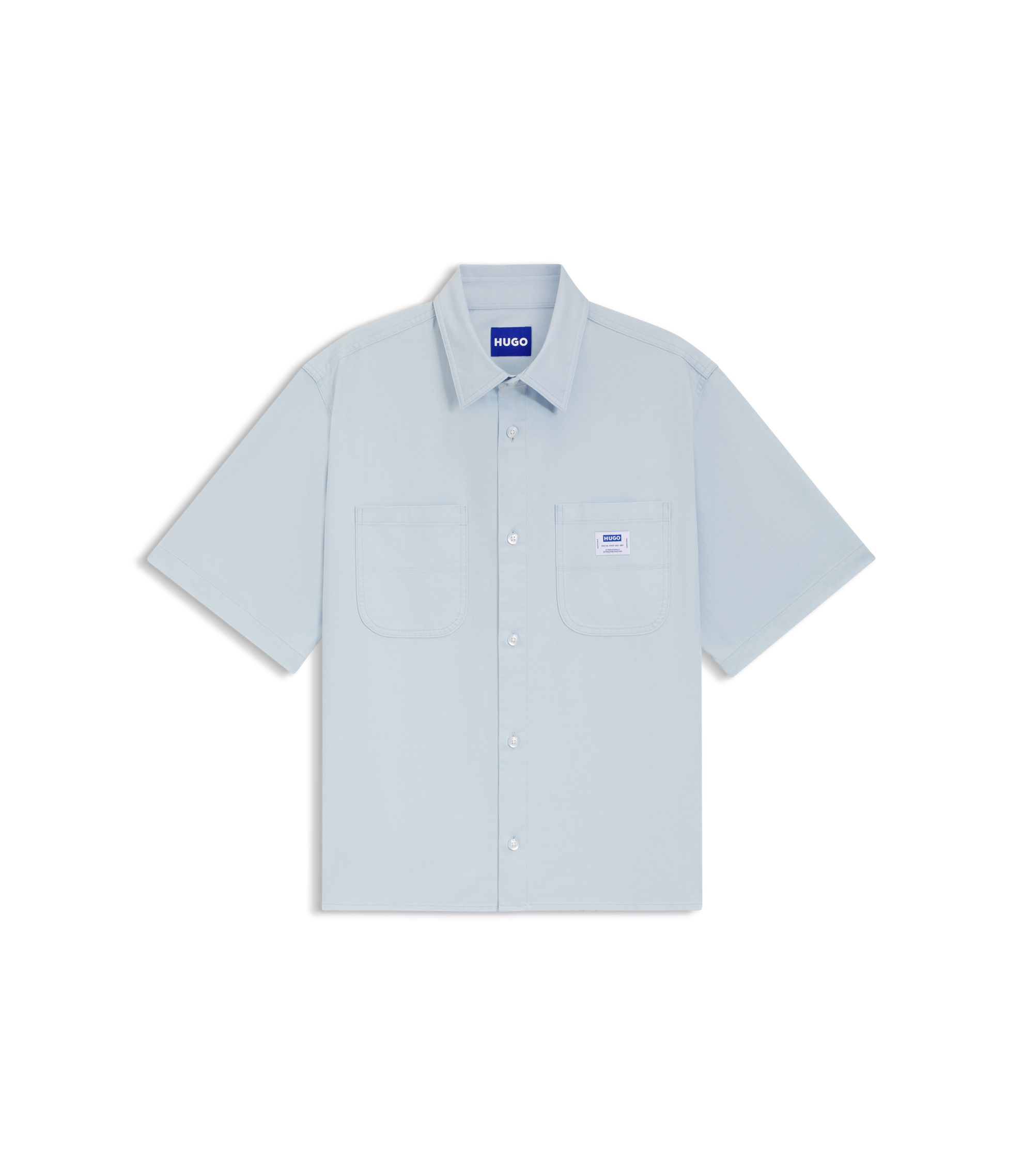 HUGO - Oversized-fit shirt in slub cotton with patch pockets
