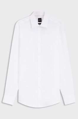 Slim fit-skjorta i italienskt linne, Vit