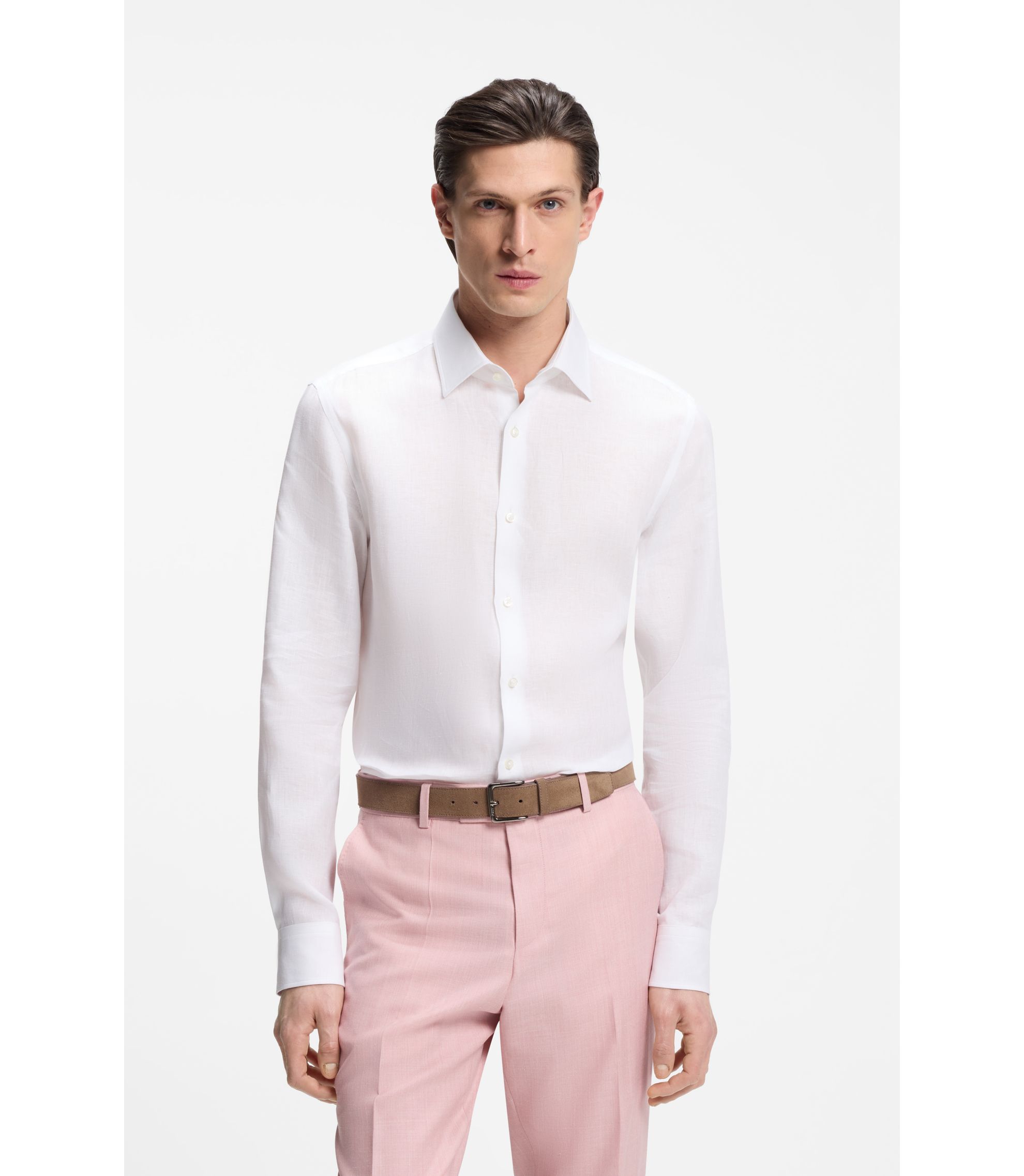 Slim-Fit Hemd aus in Italien gefertigtem Leinen