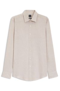 Slim-fit shirt in Italian-made linen, Light Beige