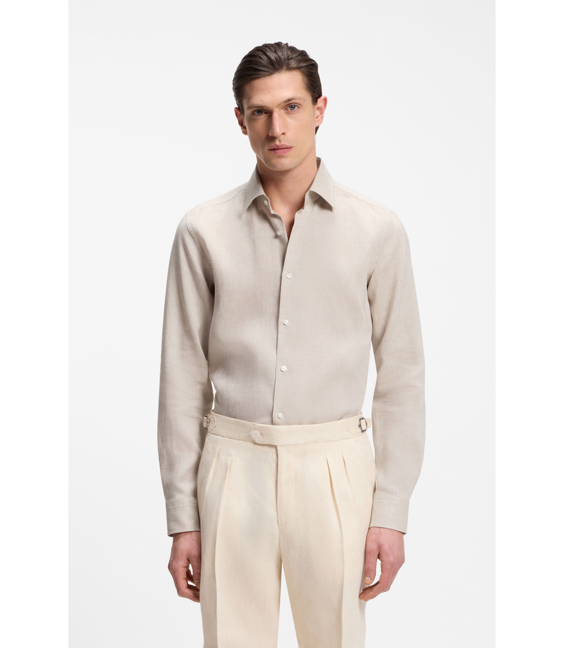 Slim-Fit Hemd aus in Italien gefertigtem Leinen