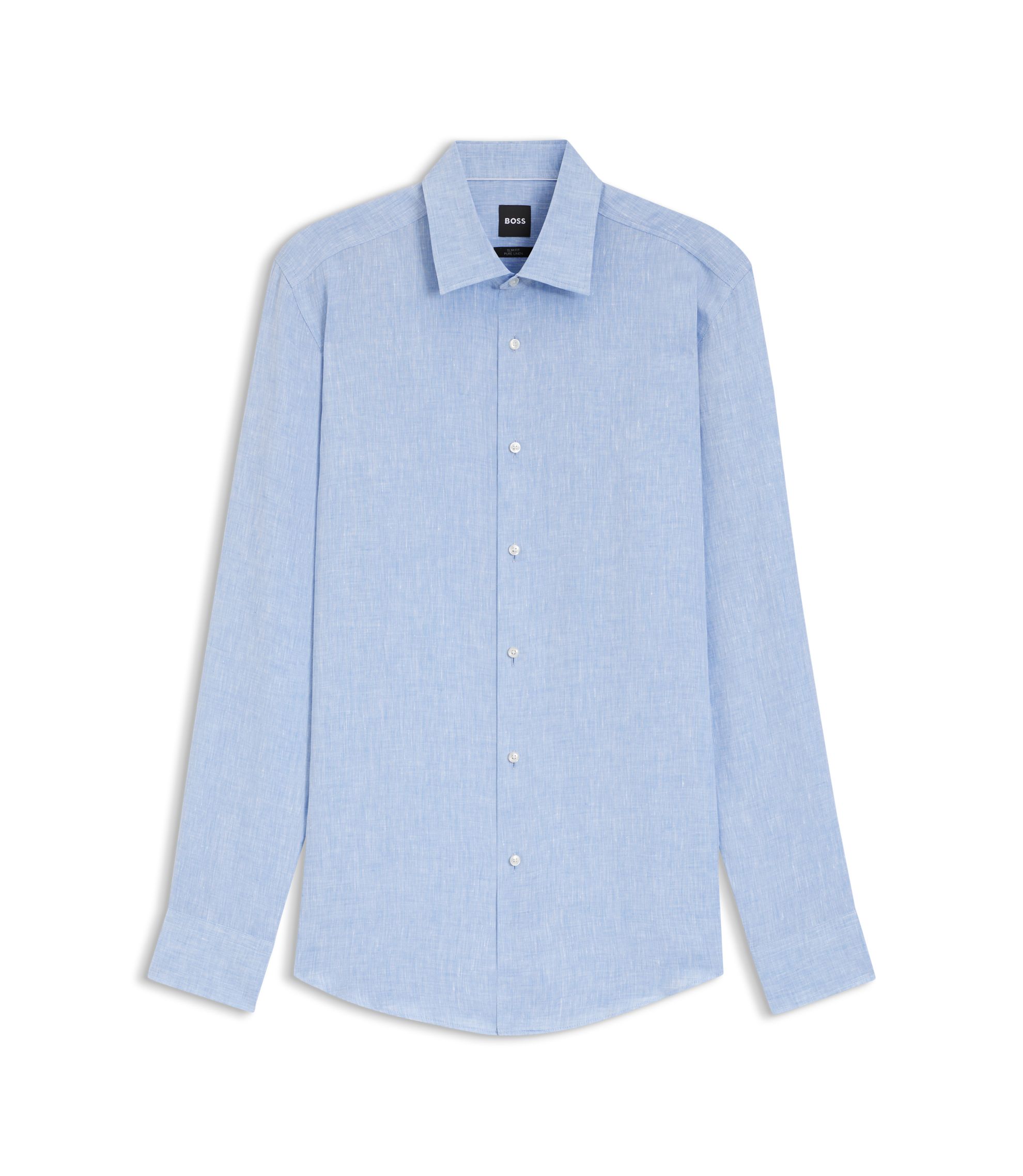 BOSS - スリムフィットシャツ イタリア製リネン - ライトブルー