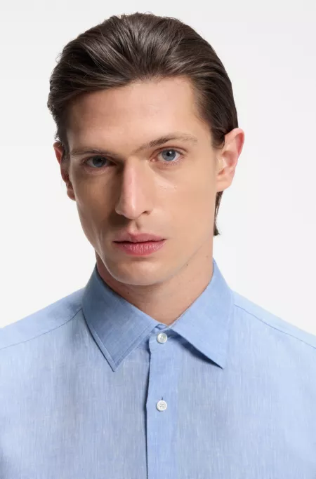 Slim-fit shirt in Italian-made linen
