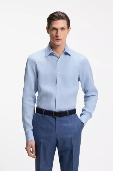 Slim-fit shirt in Italian-made linen