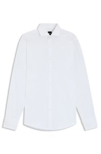 Regular-fit shirt in structured Italian cotton, White
