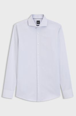 Slim-fit shirt in wrinkle-resistant cotton, White