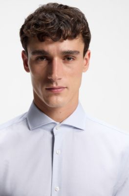 Slim-fit shirt in wrinkle-resistant cotton, White