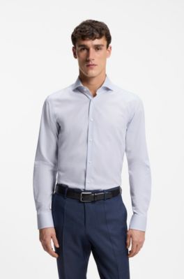 Slim-fit shirt in wrinkle-resistant cotton, White
