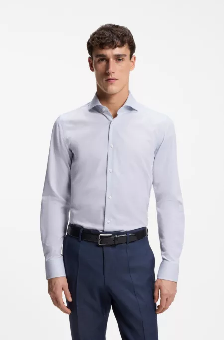 Slim-fit shirt in wrinkle-resistant cotton