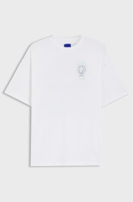 T-shirt i bomullsjersey med tryckt motiv, Vit