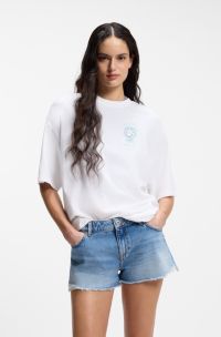 Cotton-jersey T-shirt with printed artwork, White