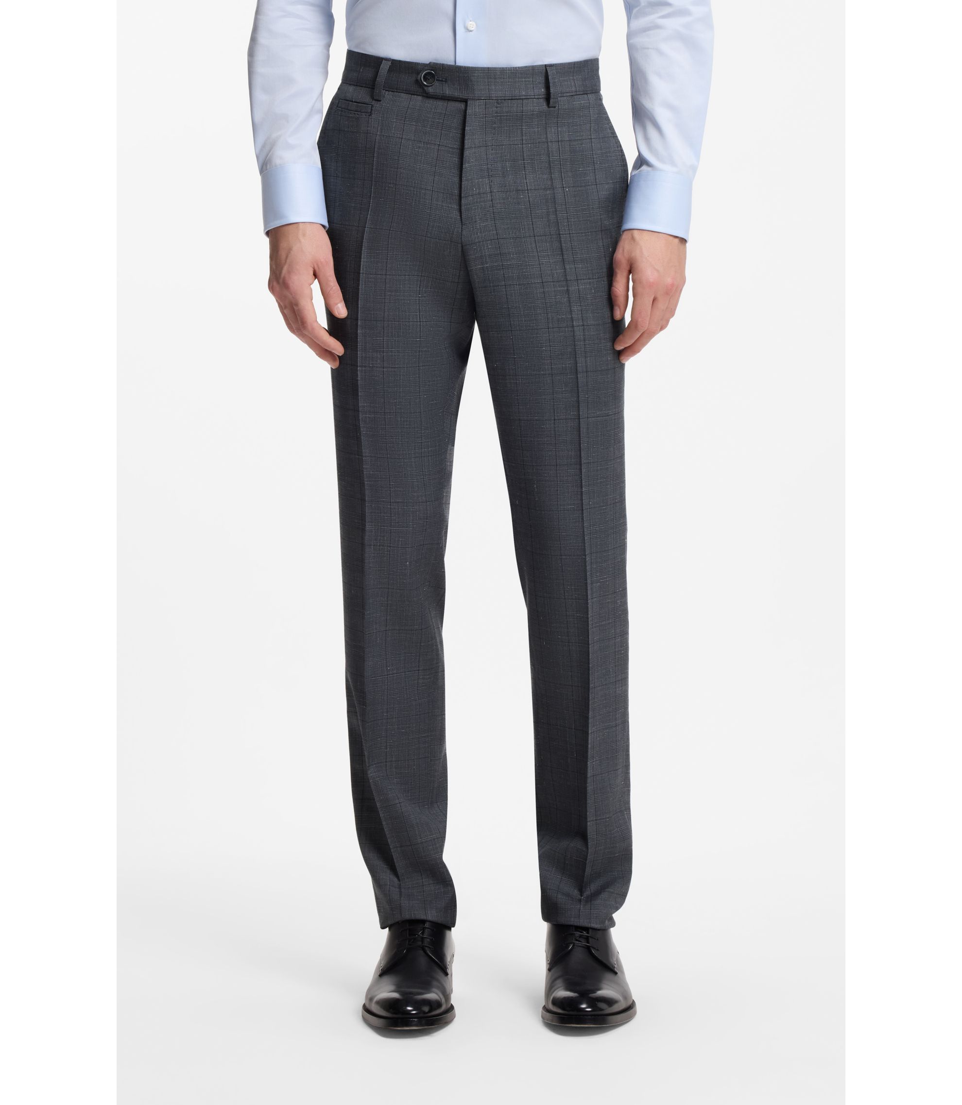 Slim-Fit Hose aus Schurwoll-Mix mit Seide und Leinen