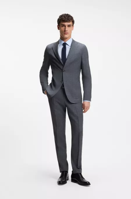 Slim-fit jacket in virgin wool, silk and linen