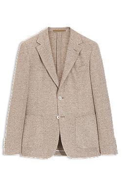 Regular-fit blazer in a patterned linen blend