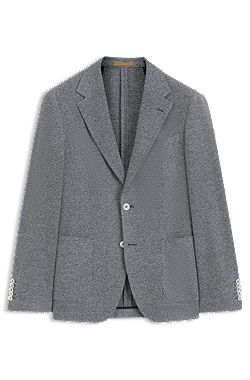 Regular-fit blazer in a patterned linen blend