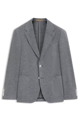 Regular-fit blazer in a patterned linen blend 1