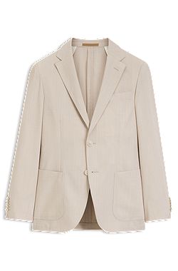 Slim-fit jacket in wool-blend seersucker