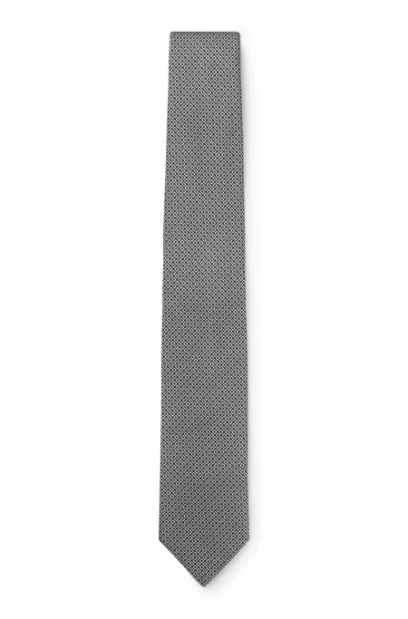 Silk-blend tie with jacquard-woven pattern