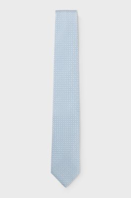 Slips i sidenblandning med jacquardv&auml;vt m&ouml;nster, Ljusbl&aring;