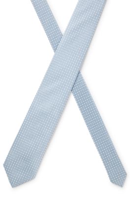 Silk-blend tie with jacquard-woven pattern, Light Blue