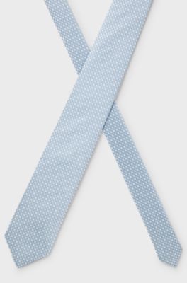 Silk-blend tie with jacquard-woven pattern, Light Blue