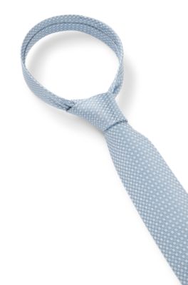Silk-blend tie with jacquard-woven pattern, Light Blue