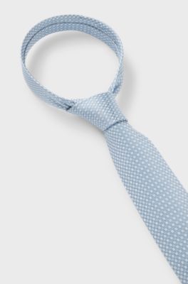 Silk-blend tie with jacquard-woven pattern, Light Blue