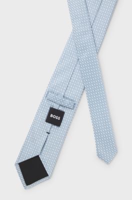 Silk-blend tie with jacquard-woven pattern, Light Blue
