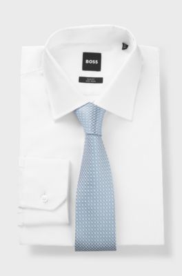 Silk-blend tie with jacquard-woven pattern, Light Blue