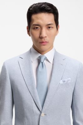 Silk-blend tie with jacquard-woven pattern, Light Blue