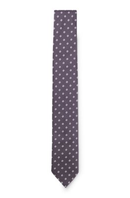Silk-blend tie with jacquard-woven pattern, Purple