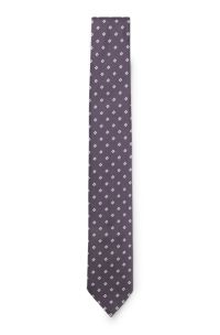 Silk-blend tie with jacquard-woven pattern, Purple