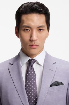 Silk-blend tie with jacquard-woven pattern, Purple