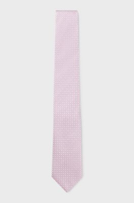 Silk-blend tie with jacquard-woven pattern, Light Purple