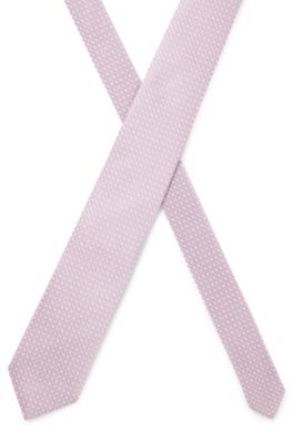 Silk-blend tie with jacquard-woven pattern, Light Purple