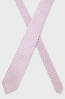 Silk-blend tie with jacquard-woven pattern, Light Purple