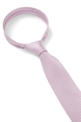 Silk-blend tie with jacquard-woven pattern, Light Purple