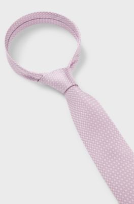 Silk-blend tie with jacquard-woven pattern, Light Purple
