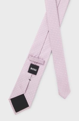 Silk-blend tie with jacquard-woven pattern, Light Purple