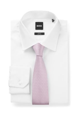 Silk-blend tie with jacquard-woven pattern, Light Purple