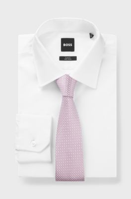 Silk-blend tie with jacquard-woven pattern, Light Purple