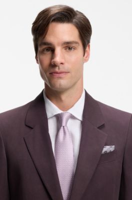 Silk-blend tie with jacquard-woven pattern, Light Purple