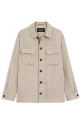 Regular-fit overshirt in virgin wool, silk and linen 1