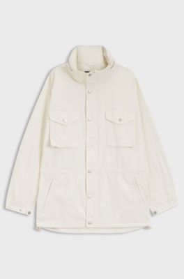 BOSS BY BECKHAM parka jacket in cotton, Natural