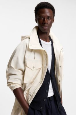 BOSS BY BECKHAM parka jacket in cotton, Natural