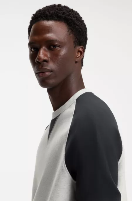 BOSS BY BECKHAM cotton sweater with colour-blocking